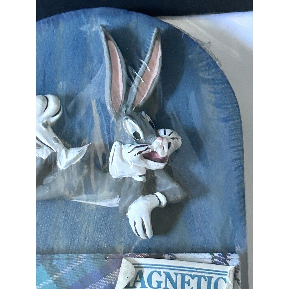 Vintage 1996 Looney Tunes Wooden Plaque Magnetic Note Pad Bugs Bunny Graphomania - Picture 12 of 14